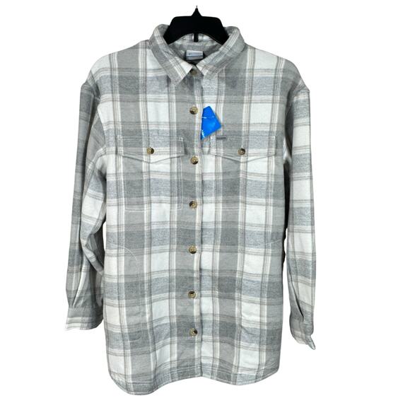 Columbia Womens X-Large Flannel Jacket Shacket Plaid Button-Up Pockets Collared - Picture 1 of 10